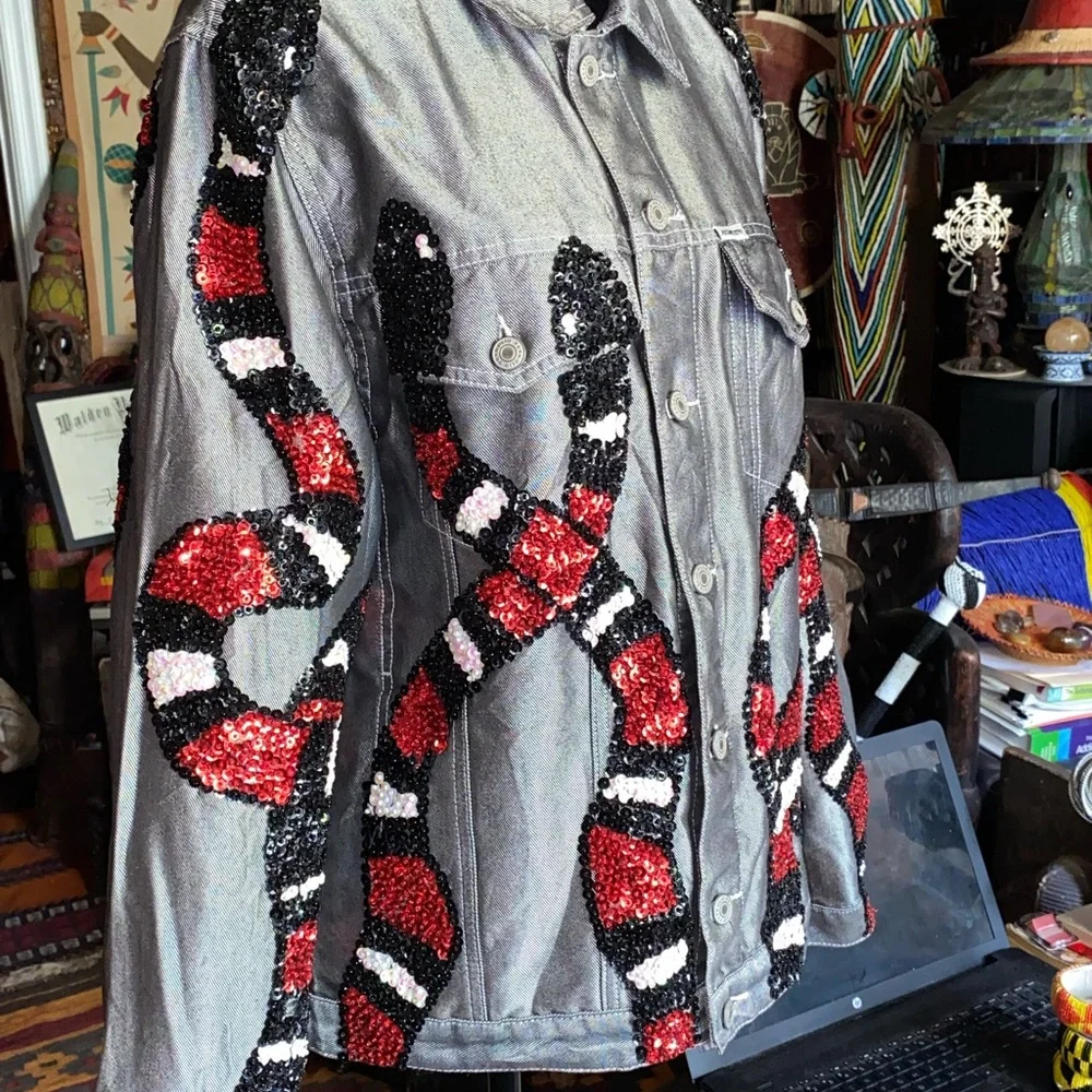 PETROLIO🖤Sequin❤️Snake🐍 Jacket🩶, ~size M - Picture 5 of 8